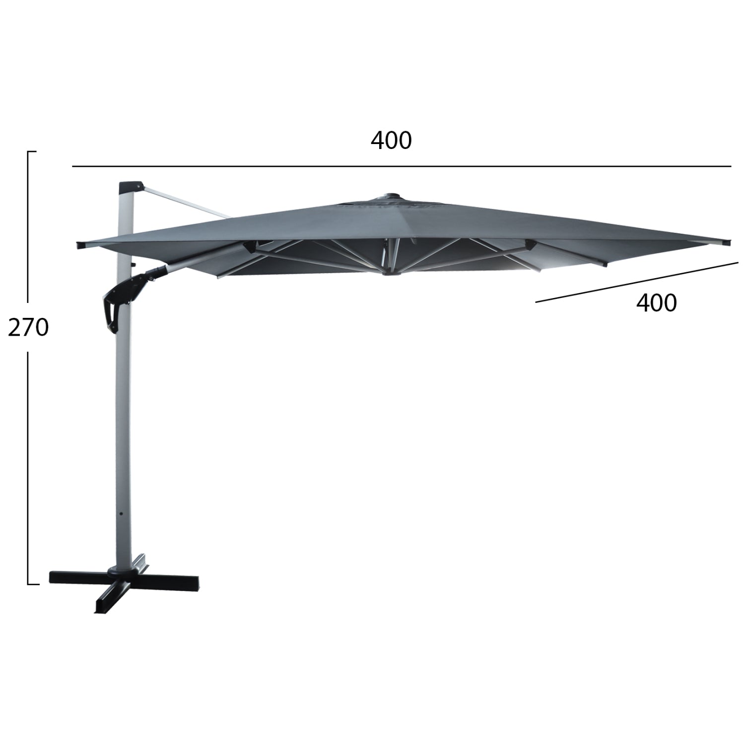 PROFESSIONAL UMBRELLA JAVANTE HM6621.01 SILVER ANODIZED ALUMINUM--GREY SHADE 400x400x270Hcm