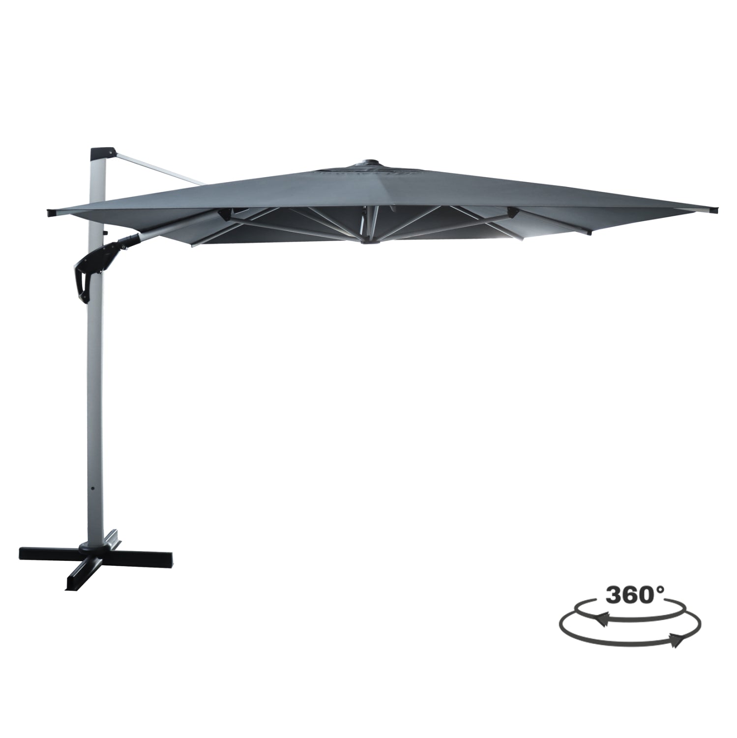 PROFESSIONAL UMBRELLA JAVANTE HM6621.01 SILVER ANODIZED ALUMINUM--GREY SHADE 400x400x270Hcm