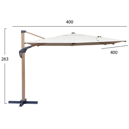 PROFESSIONAL UMBRELLA JAVANTE HM6621.02 HEAT TRANSFER ALUMINUM--BEIGE SHADE 400x400x270Hcm