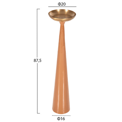 FLOOR CANDLESTICK (PILLAR) GUNTUR HM4383 METAL IN SALMON-GOLD Φ20x87.5Hcm.