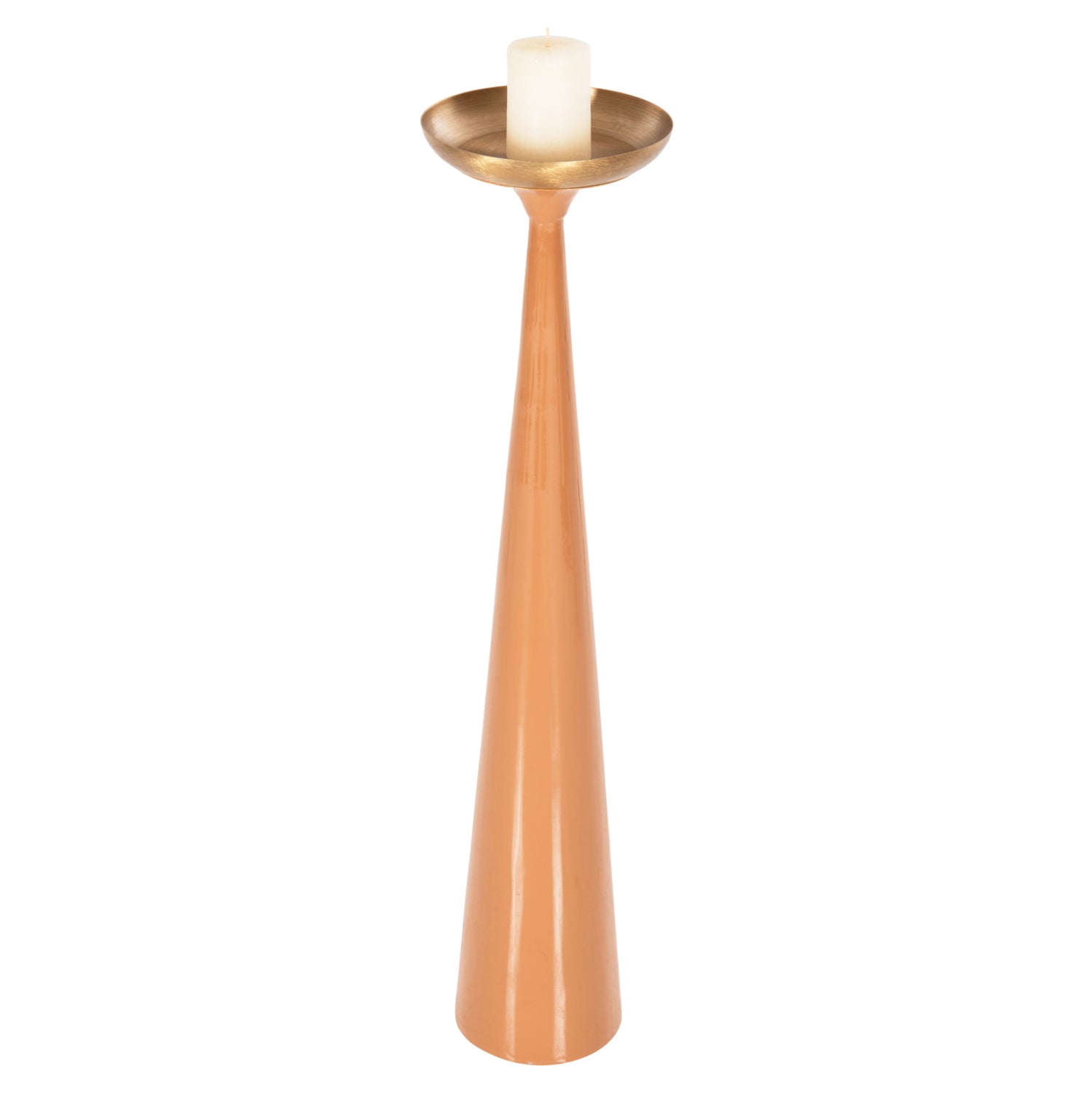 FLOOR CANDLESTICK (PILLAR) GUNTUR HM4383 METAL IN SALMON-GOLD Φ20x87.5Hcm.