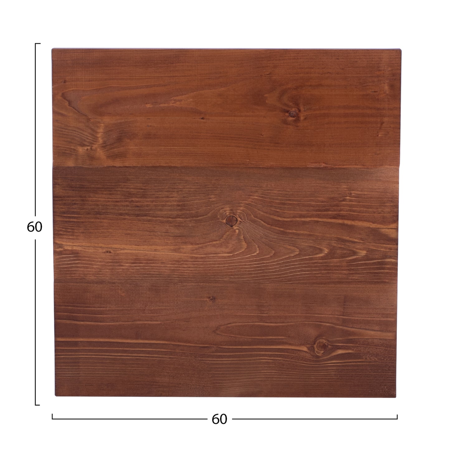 Table Surface from solid fir wood in walnut 60x60x4 cm