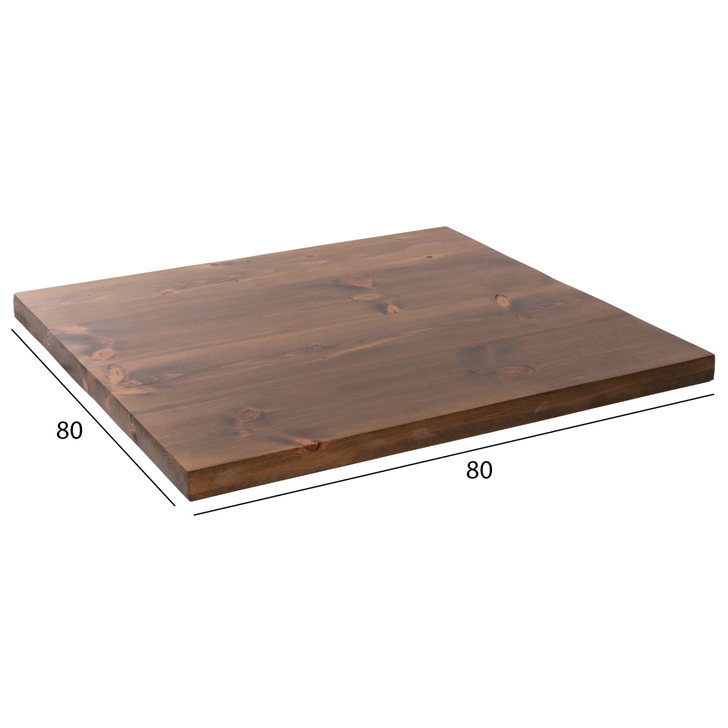 TABLETOP SQUARE HM6150 SOLID FIR WOOD IN WALNUT VARNISH 80x80x4(thickness)cm.
