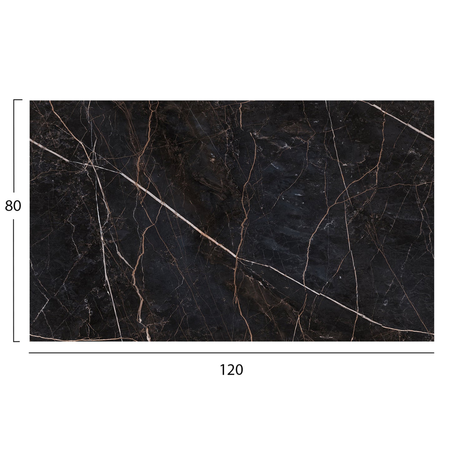 HPL TABLETOP HM5840.34 RECTANGULAR IN BLACK MARBLE 120x80cm.