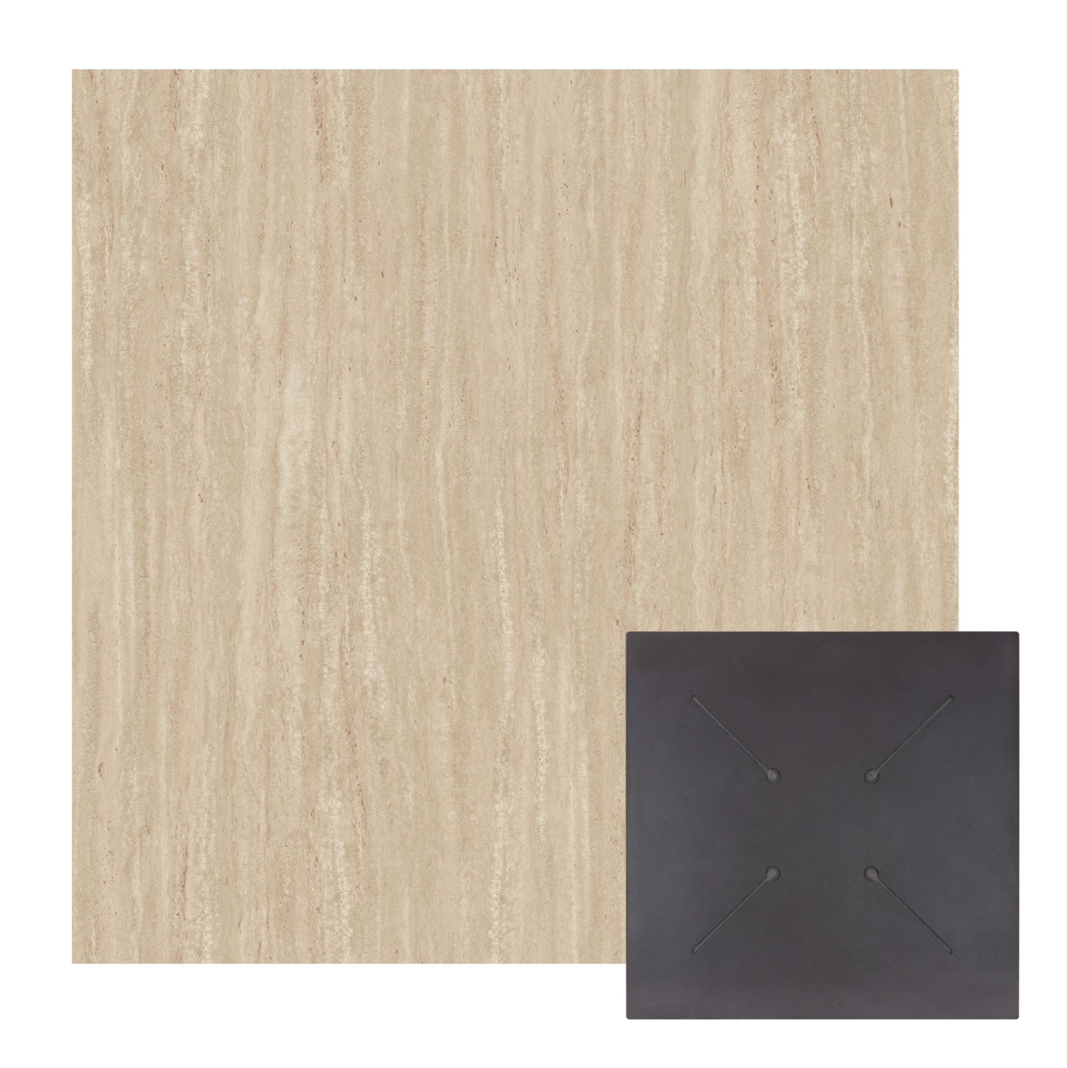 SQUARE HPL TABLETOP HM5838.35 TRAVERTINE STONE 70x70cm.