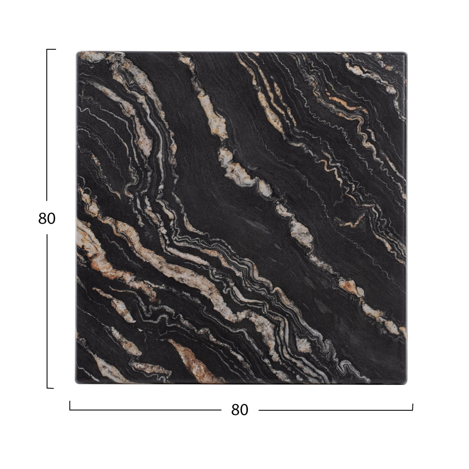 TABLETOP SQUARE HM5231.15 WERZALIT 80X80cm. BLACK GOLD MARBLE 5787