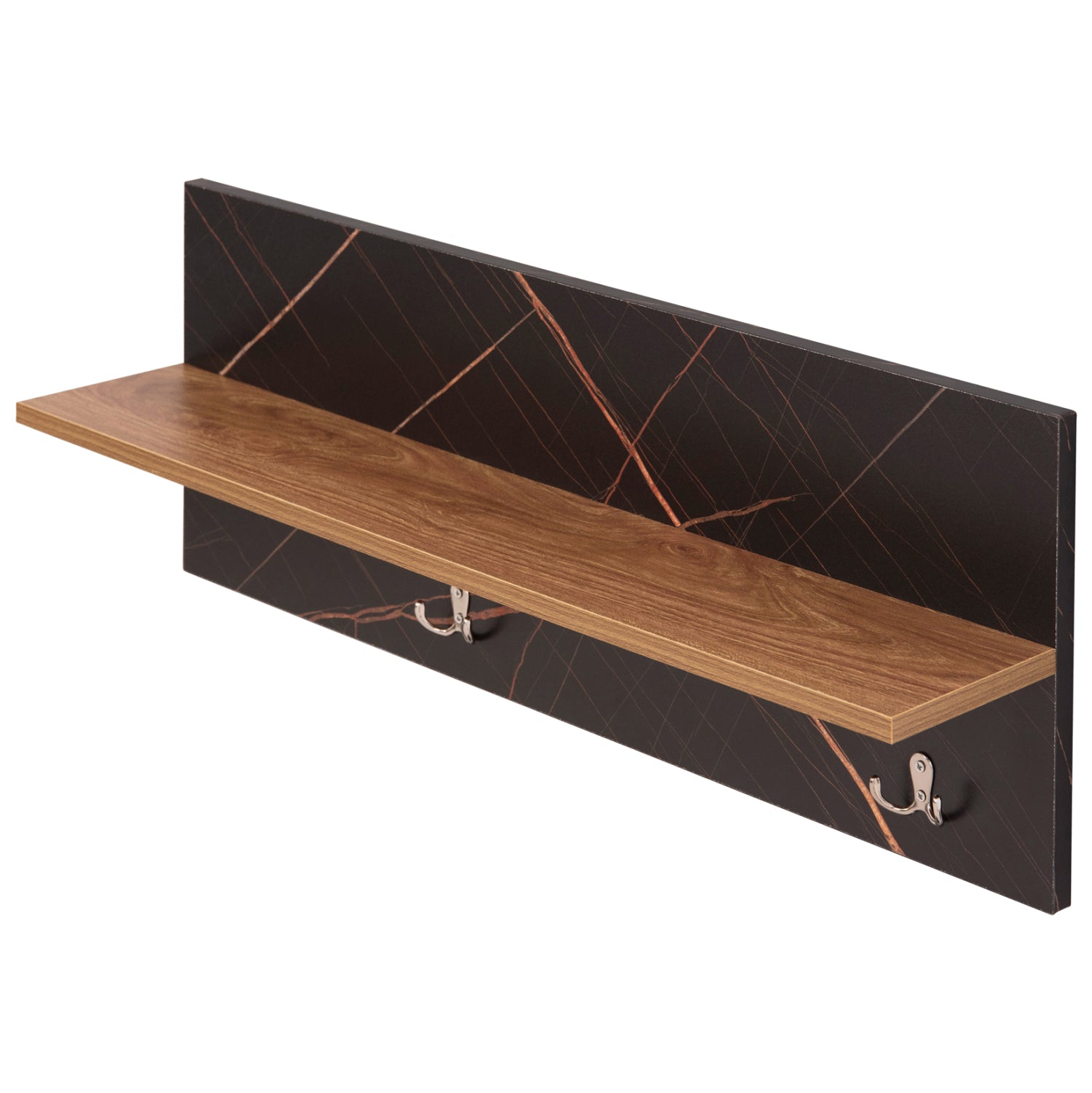ENTRYWAY FURNITURE SET DELPHINE HM8876.12 MELAMINE IN BLACK MARBLE-NATURAL WOOD 80x31.5x52Hcm.