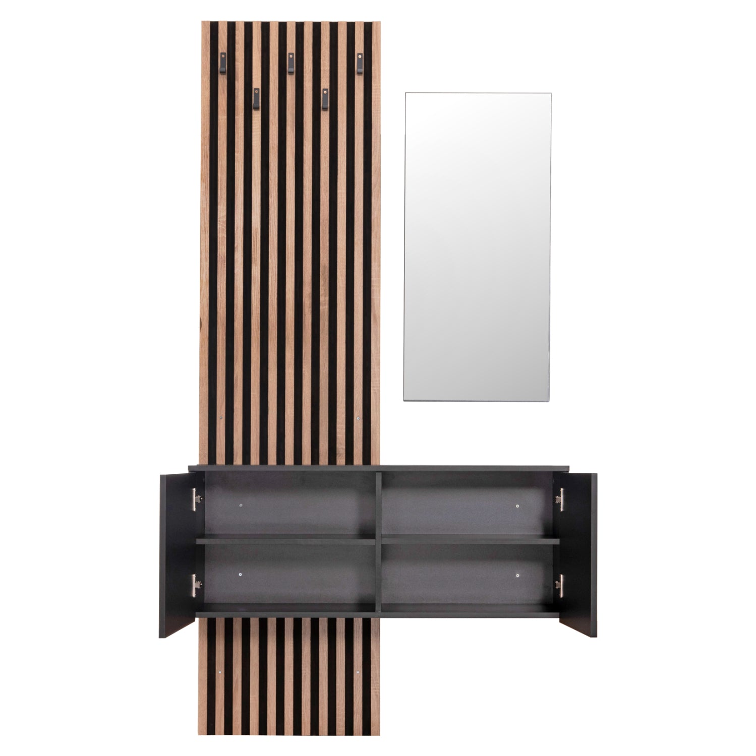 ENTRYWAY FURNITURE SET WITH MIRROR MYLES HM18080.02 MELAMINE IN SONAMA-GREY 100x37x200Hcm.