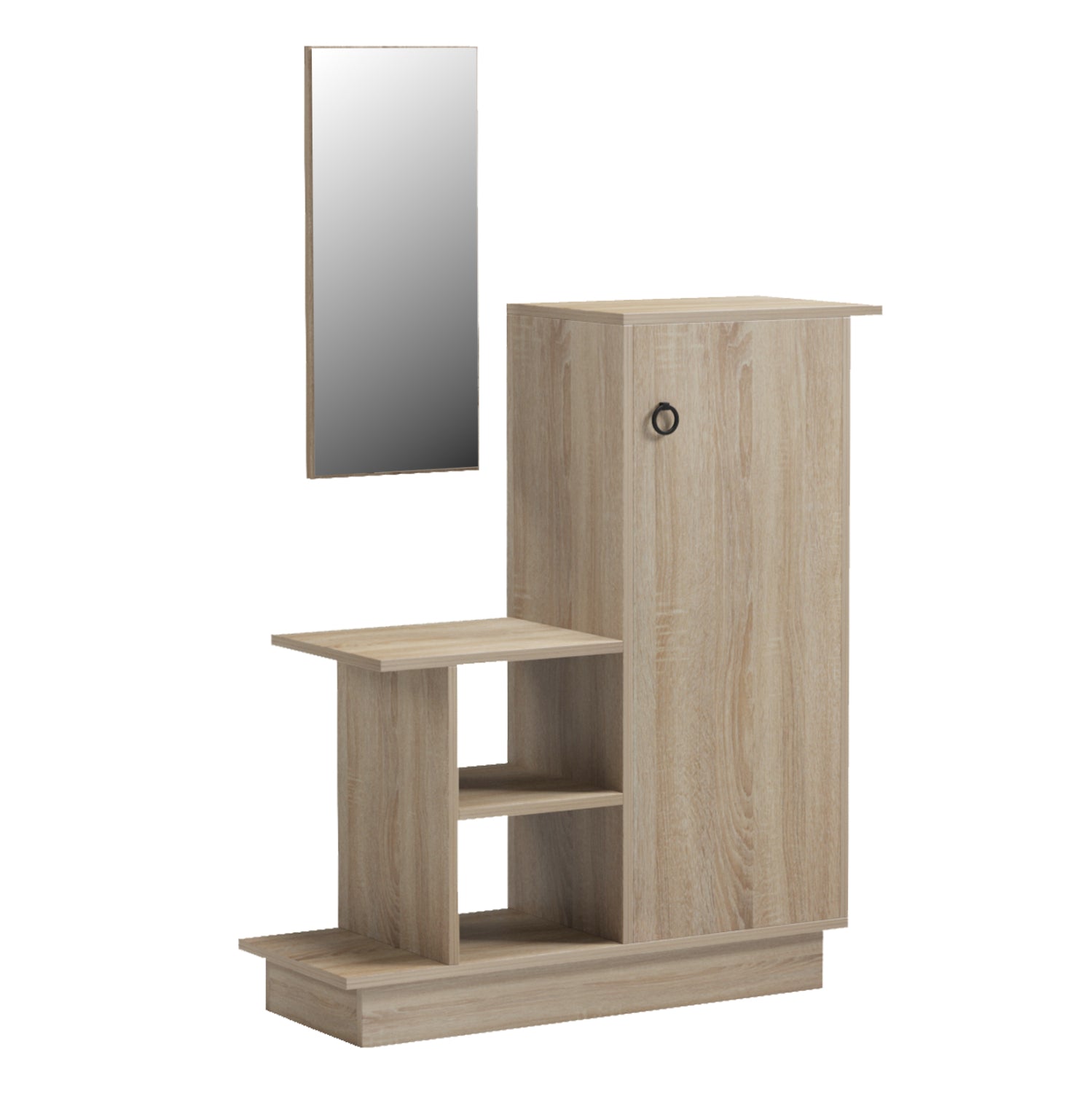 ENTRANCE FURNITURE WITH WALL MIRROR SONG HM18379.01 MELAMINE IN SONAMA 80x30x90Hcm