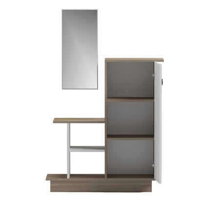 ENTRANCE FURNITURE WITH WALL MIRROR SONG HM18379.11 MELAMINE IN SONAMA/WHITE 80x30x90Hcm