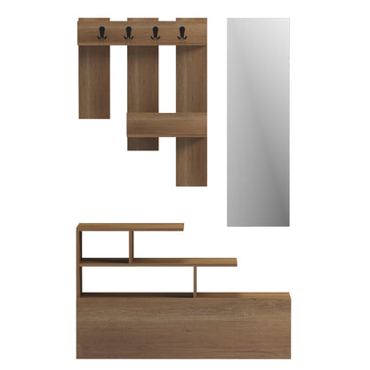 ENTRANCE FURNITURE WITH WALL MIRROR MEZZO HM18380.01 MELAMINE IN NATURAL 100x30x61Hcm