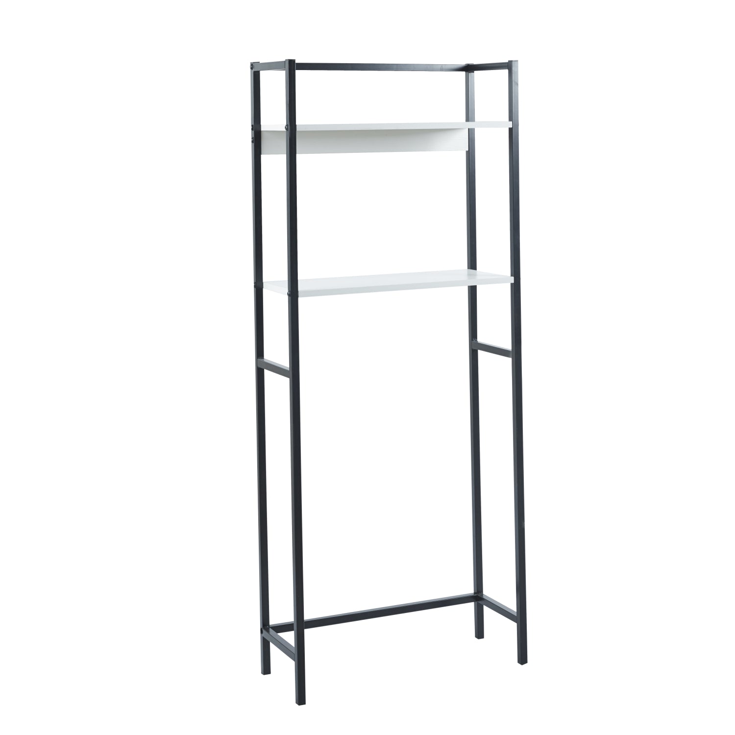 BATHROOM RACK HYGI HM18072.02 METAL FRAME IN BLACK-MDF SHELVES IN WHITE 64x25x156Hcm.