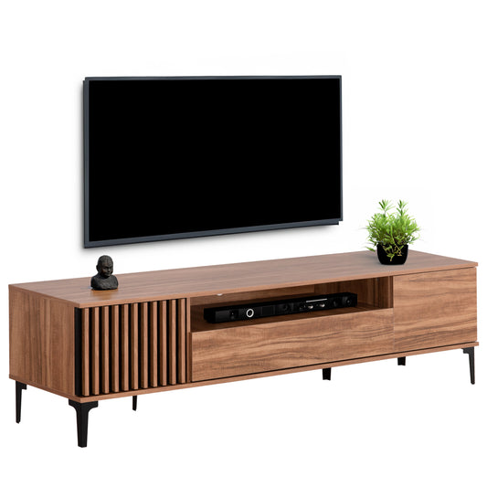 TV FURNITURE SERIES HARRY HM18008.01 MELAMINE IN NATURAL WOOD COLOR AND BLACK 200x40x47,5Hcm.