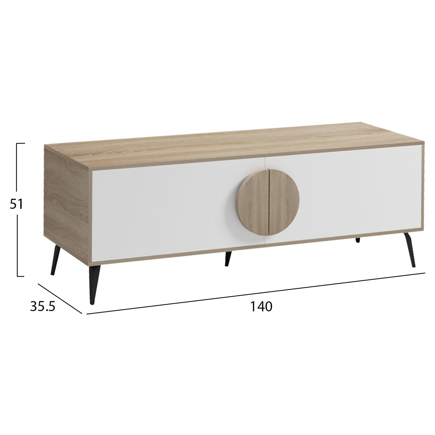 TV FURNITURE SAVORE HM18369.11 MELAMINE IN SONAMA/WHITE 140Χ35.5Χ51Hcm.