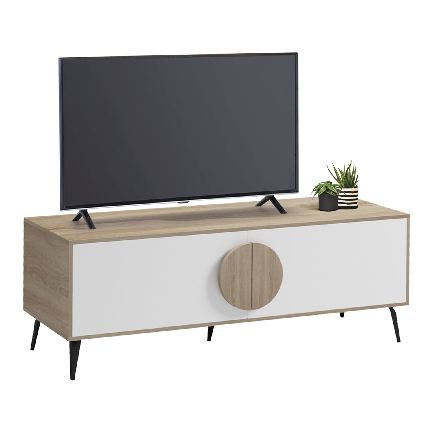TV FURNITURE SAVORE HM18369.11 MELAMINE IN SONAMA/WHITE 140Χ35.5Χ51Hcm.