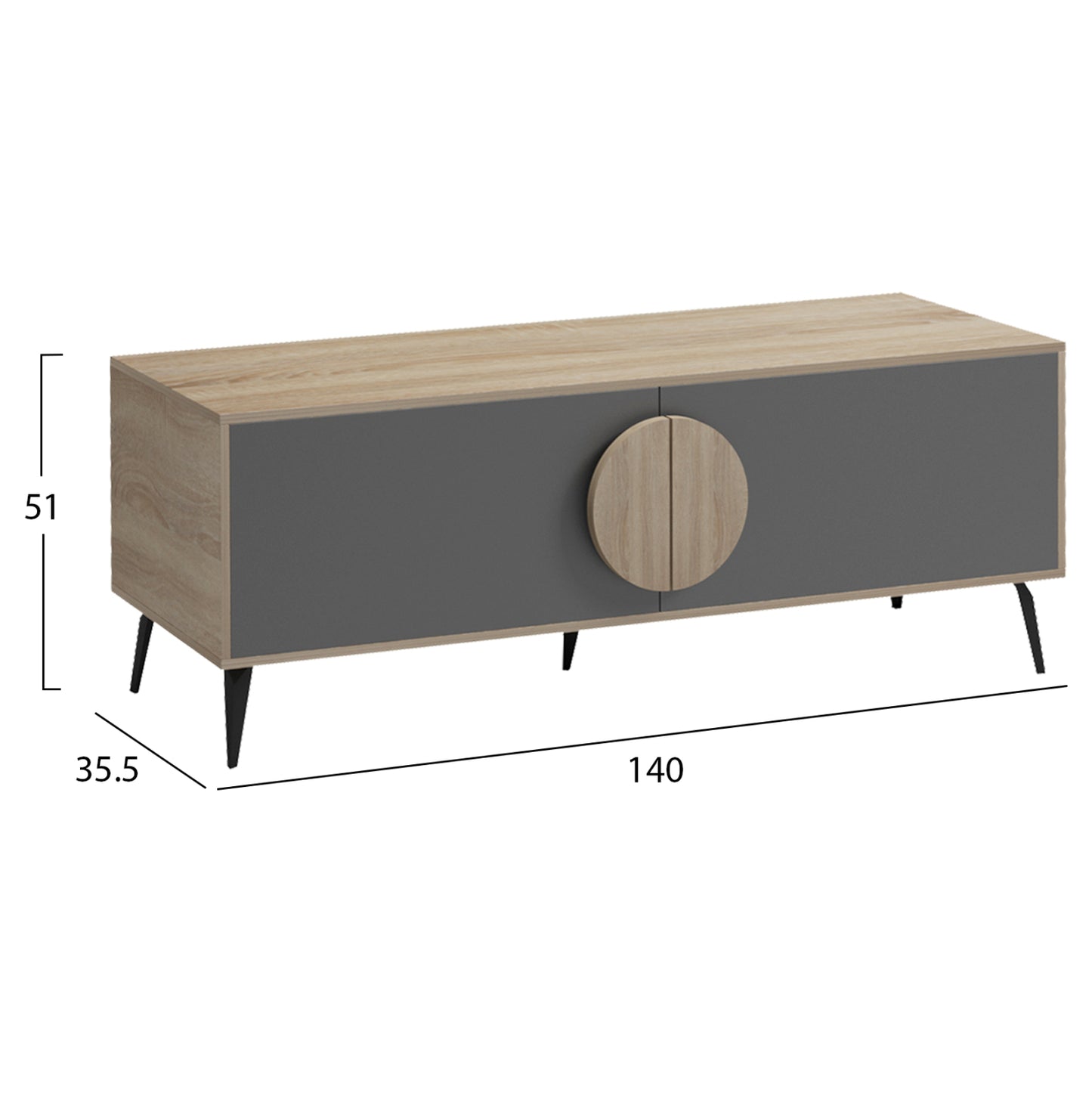 TV FURNITURE SAVORE HM18369.13 MELAMINE IN SONAMA/GREY 140Χ35.5Χ51Hcm.