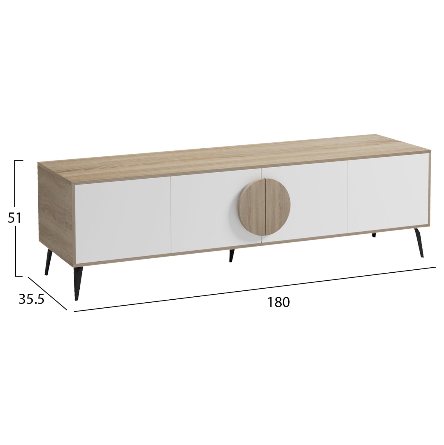 TV FURNITURE SAVORE HM18370.11 MELAMINE SONAMA-WHITE 180Χ35.5Χ51Hcm.