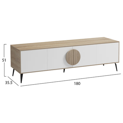 TV FURNITURE SAVORE HM18370.11 MELAMINE SONAMA-WHITE 180Χ35.5Χ51Hcm.