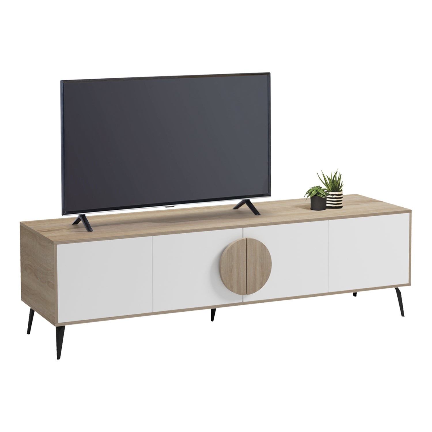 TV FURNITURE SAVORE HM18370.11 MELAMINE SONAMA-WHITE 180Χ35.5Χ51Hcm.