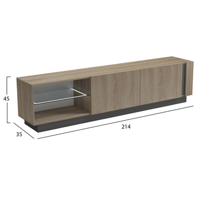 TV FURNITURE NOURISHE HM18373.13 MELAMINE SONAMA-GREY 214Χ35Χ45Hcm.