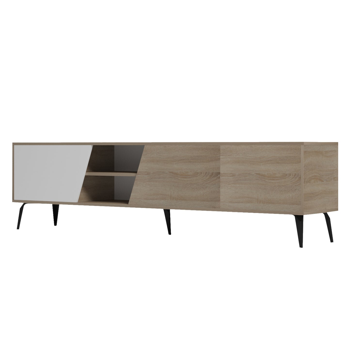 TV FURNITURE CATERRA HM18374.11 MELAMINE SONAMA/WHITE 180Χ35.5Χ48Hcm.