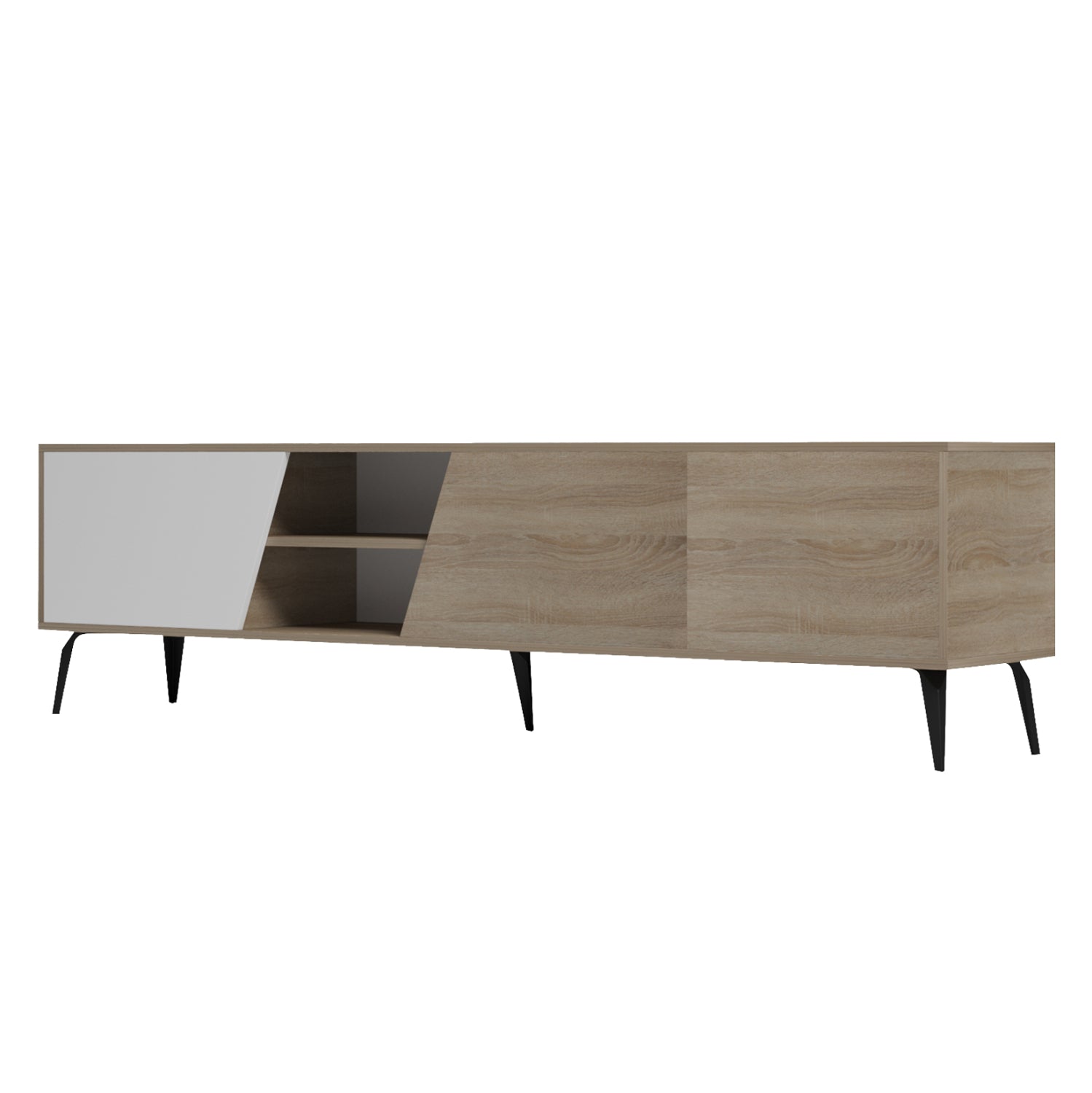 TV FURNITURE CATERRA HM18374.11 MELAMINE SONAMA/WHITE 180Χ35.5Χ48Hcm.