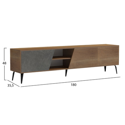 TV FURNITURE CATERRA HM18374.14 MELAMINE NATURAL-MOORE STONE 180Χ35.5Χ48Hcm.