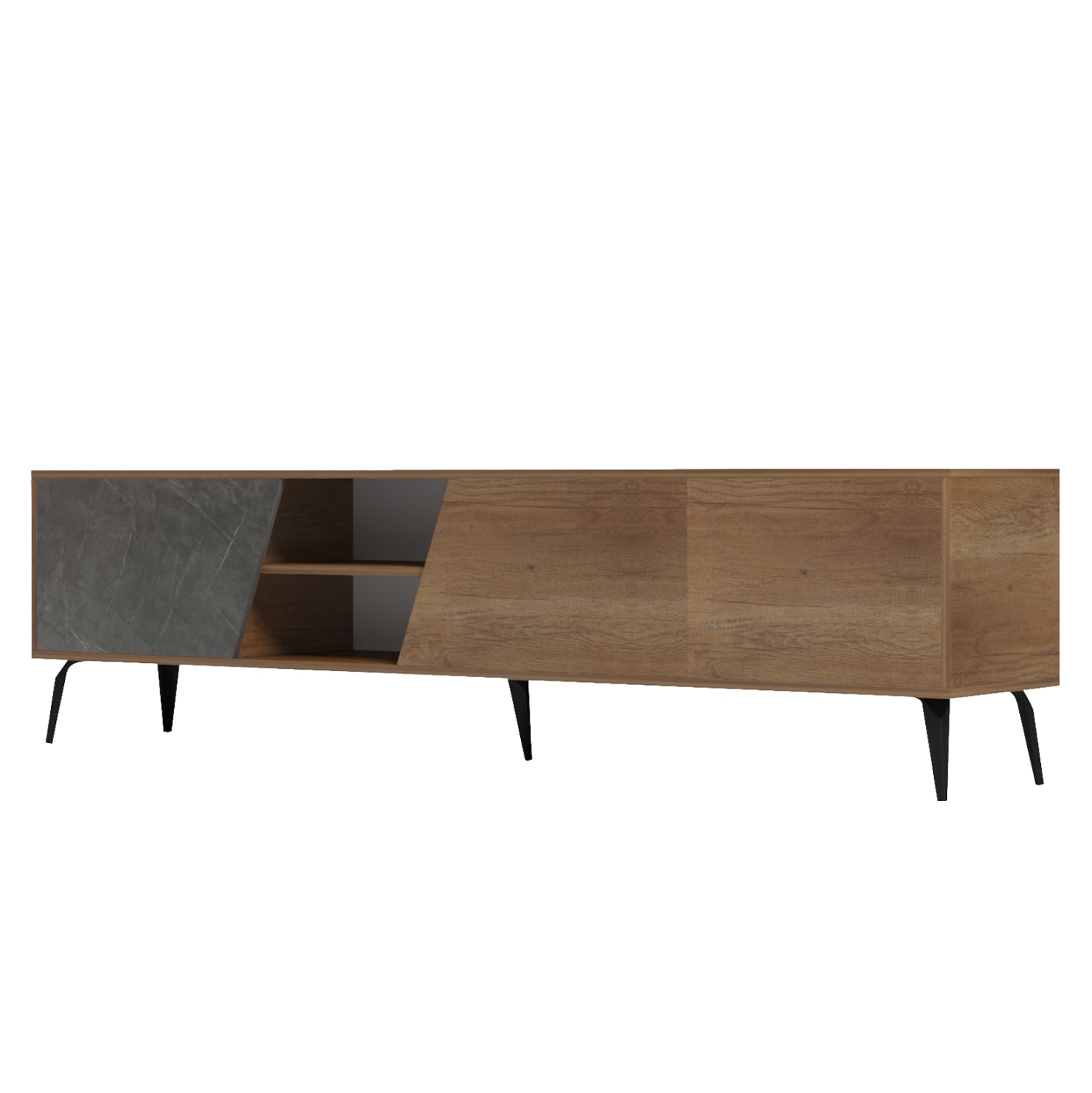 TV FURNITURE CATERRA HM18374.14 MELAMINE NATURAL-MOORE STONE 180Χ35.5Χ48Hcm.