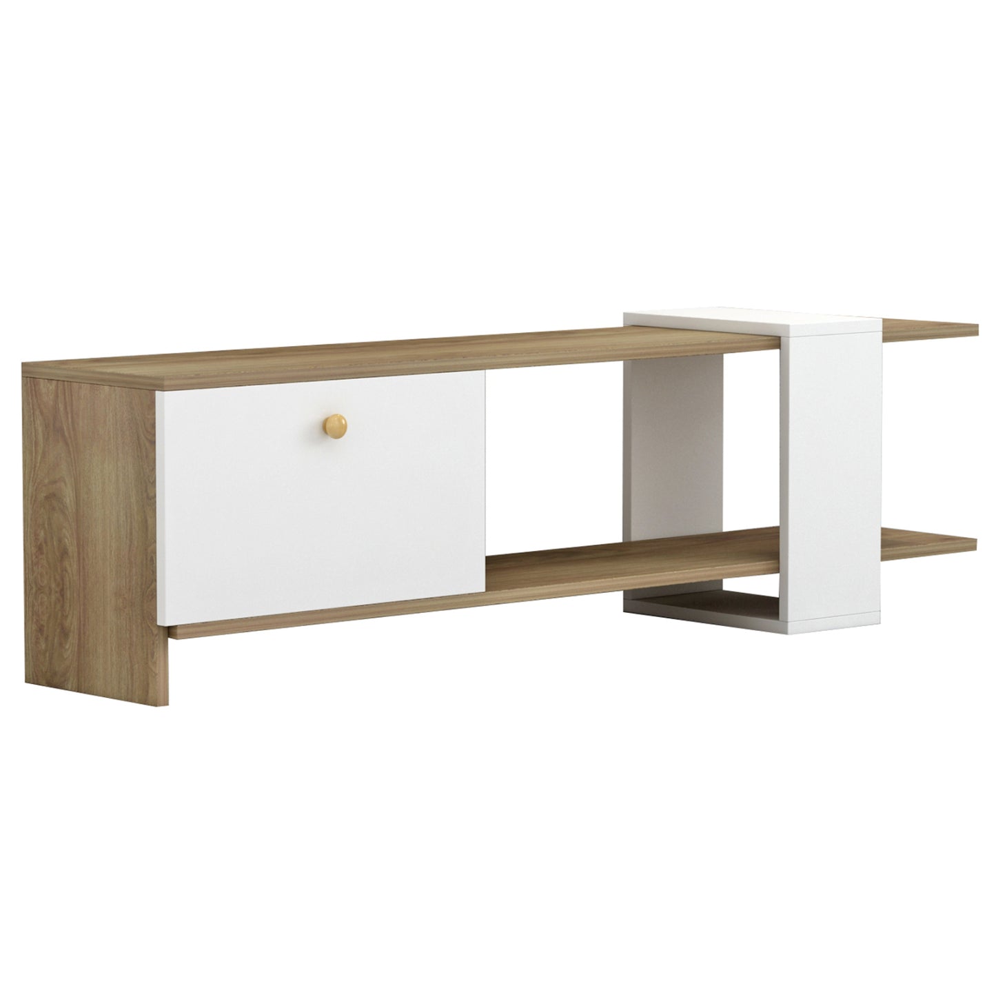 TV FURNITURE HENRIETTE HM8900.11 MELAMINE IN NATURAL-WHITE 120x25x37Hcm.