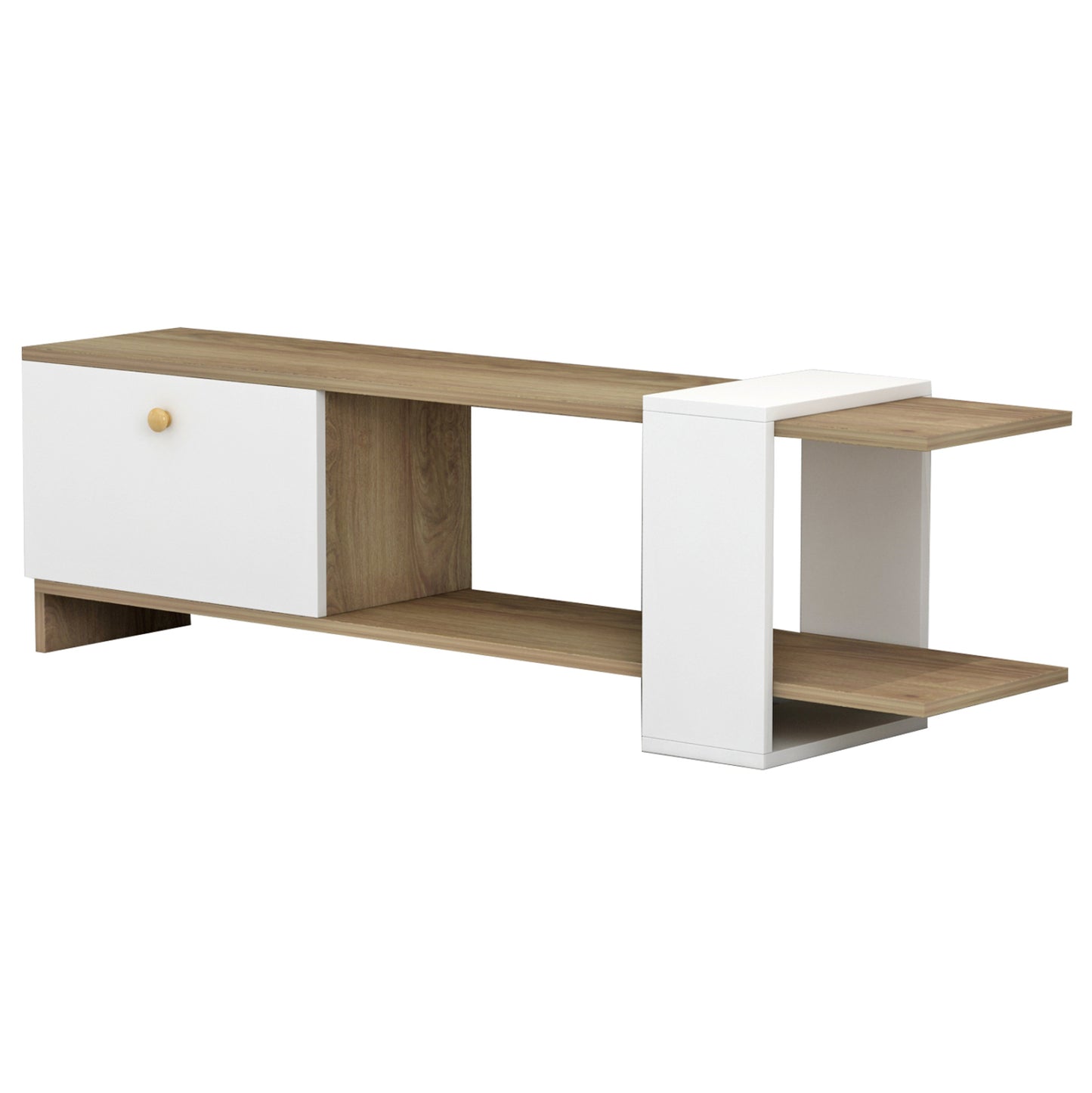 TV FURNITURE HENRIETTE HM8900.11 MELAMINE IN NATURAL-WHITE 120x25x37Hcm.