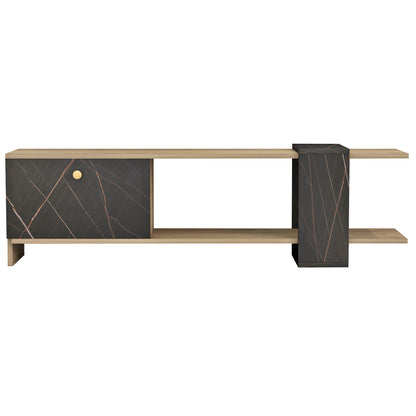 TV FURNITURE HENRIETTE HM8900.12 MELAMINE IN NATURAL-BLACK MARBLE 120x28.5x37,5Hcm.