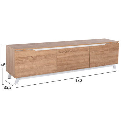 TV FURNITURE KIMIA HM8902.13 MELAMINE SONAMA-WHITE 180Χ35Χ48,5Hcm.