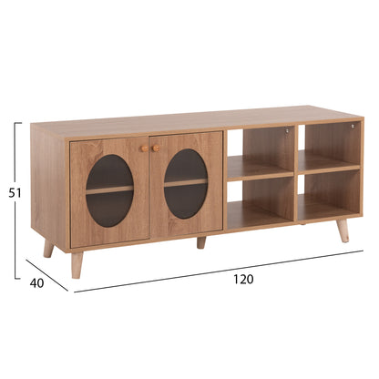 TV CABINET RILLION HM9879 MELAMINE IN SONAMA COLOR 120x40x51Hcm.