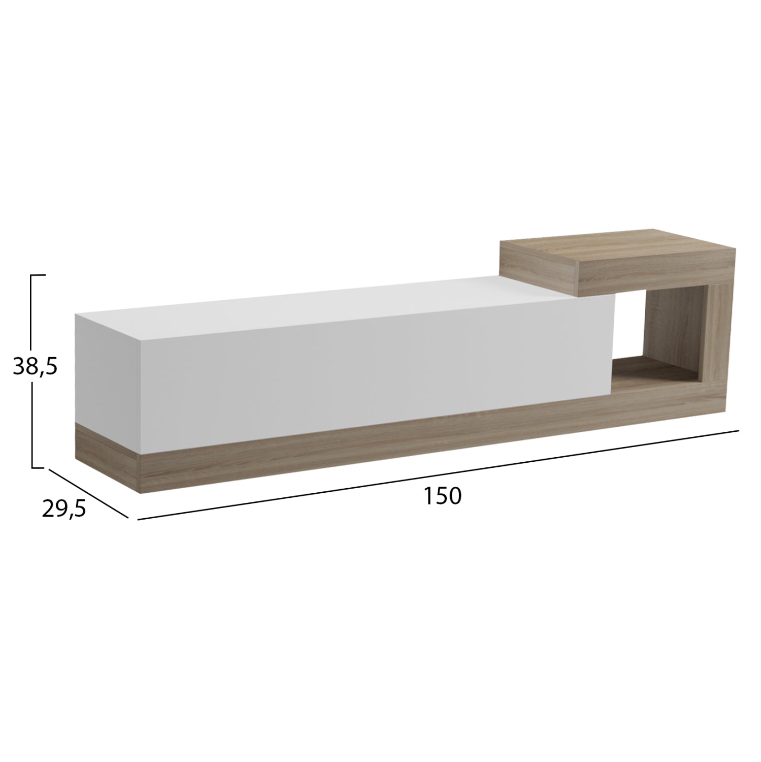 ON-WALL TV FURNITURE ESSENZA HM18372.11 MELAMINE SONAMA/WHITE 150x29.6x38.6Hcm.