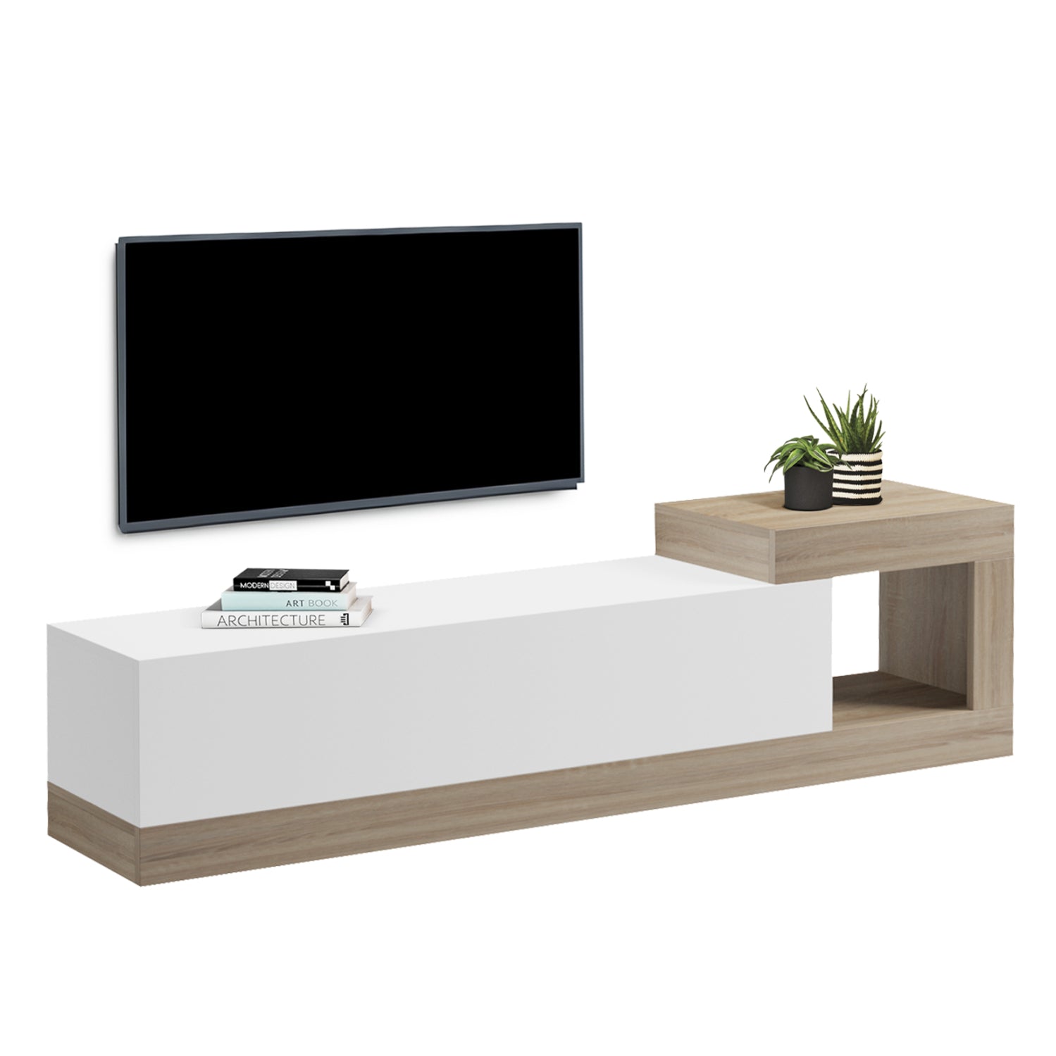 ON-WALL TV FURNITURE ESSENZA HM18372.11 MELAMINE SONAMA/WHITE 150x29.6x38.6Hcm.