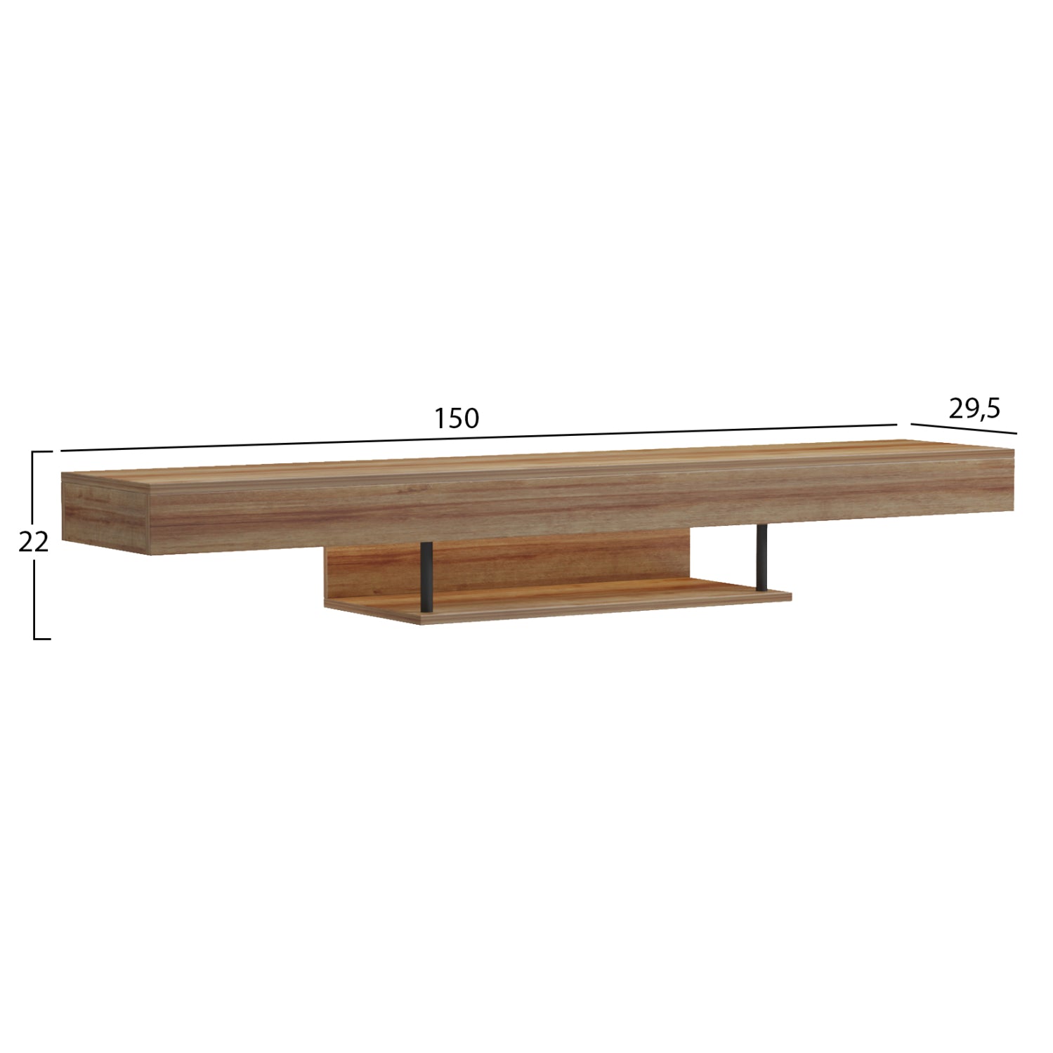 WALL HANGING TV STAND WITH LED SAVOR HM18381.01 MELAMINE IN OAK 150x29.5x22Hcm
