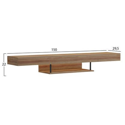 WALL HANGING TV STAND WITH LED SAVOR HM18381.01 MELAMINE IN OAK 150x29.5x22Hcm