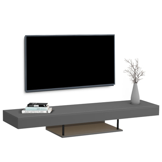 WALL HANGING TV STAND WITH LED SAVOR HM18381.05 MELAMINE IN GREY 150x29.5x22Hcm
