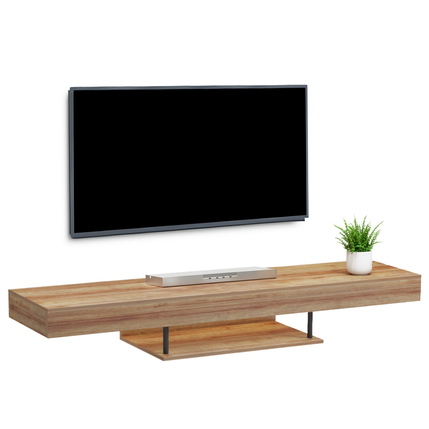 WALL HANGING TV STAND WITH LED SAVOR HM18381.01 MELAMINE IN OAK 150x29.5x22Hcm