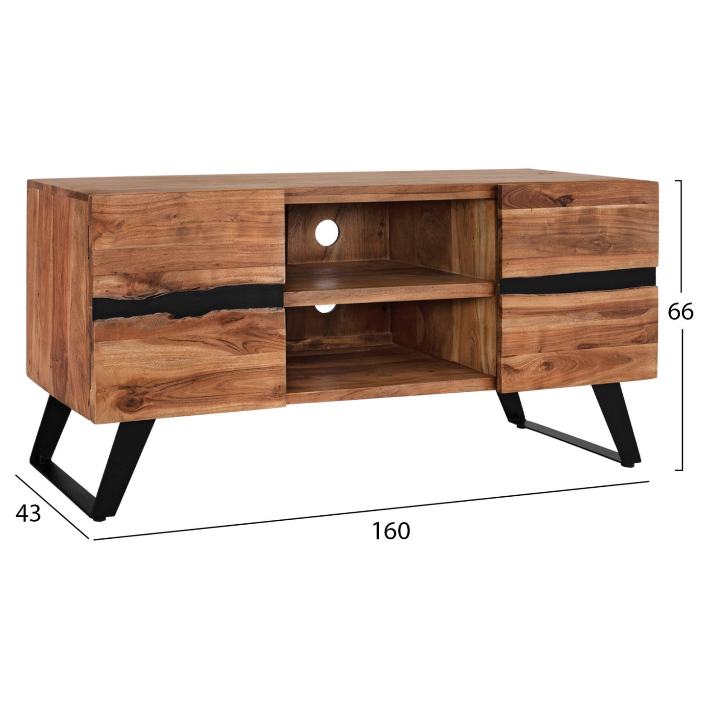 TV Furniture HM8174.11 Alicia Solid acacia wood Natural 160x43x66 cm.