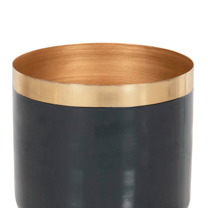 TABLE VASE LINGON HM4233.05 METAL IN ANTHRACITE BLUE-BRUSHED SILVER Φ21x37,5Hcm.