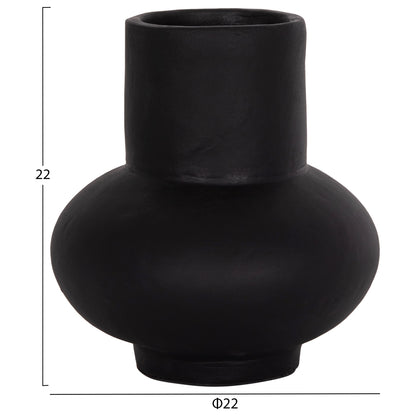 TABLE DECORATIVE VASE LEMA HM4664.01S TERRACOTA IN BLACK--Φ22x22Hcm.