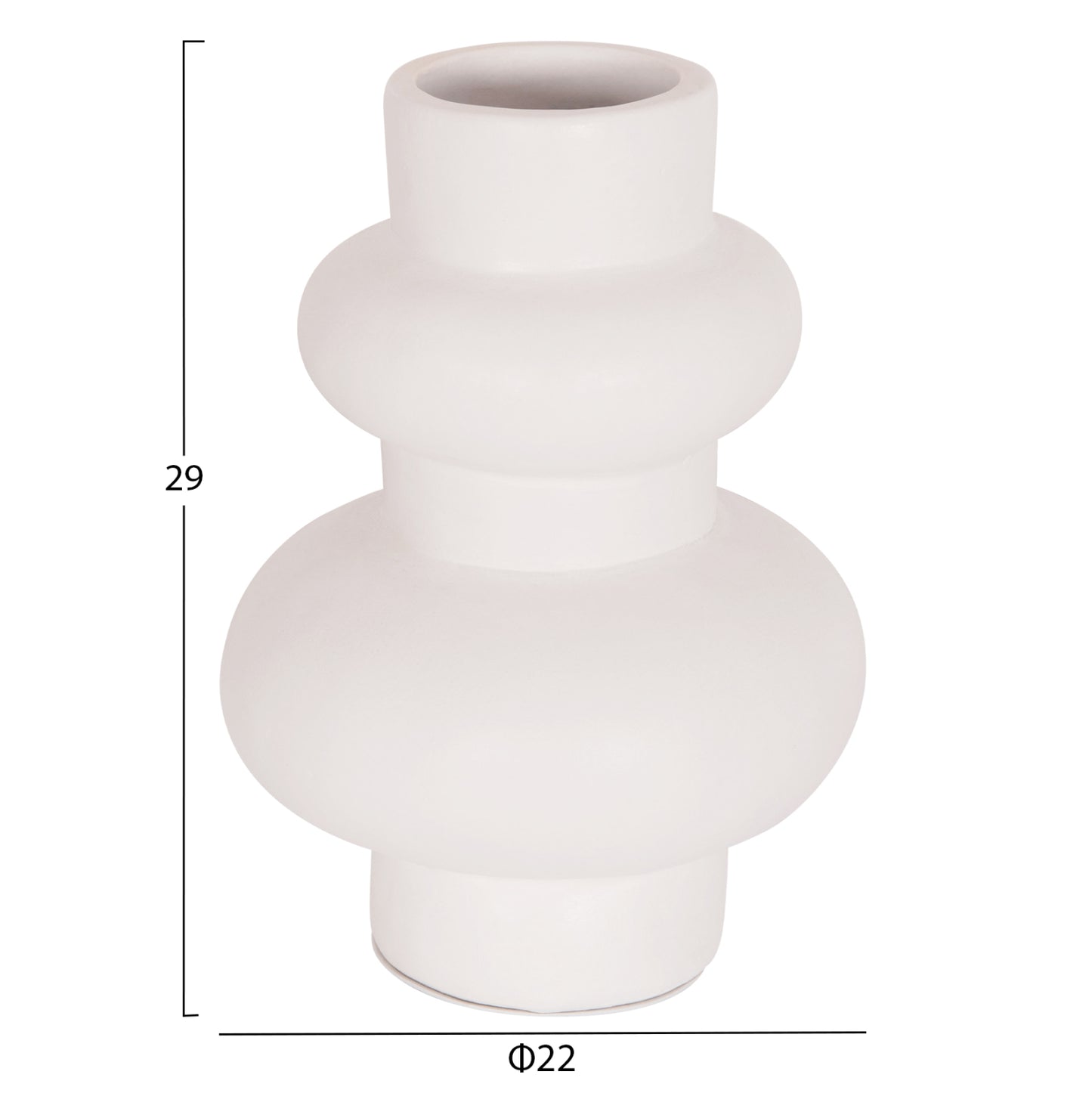 TABLE DECORATIVE VASE LEMA HM4664.02M TERRACOTA IN WHITE--Φ22x29Hcm.