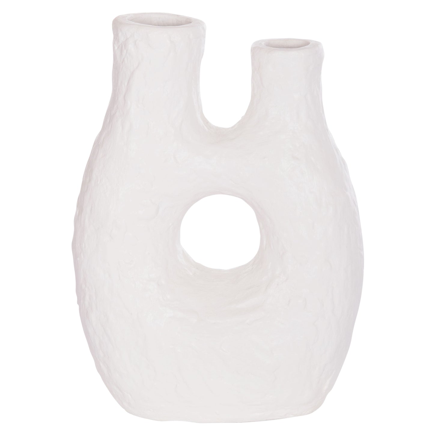 DECORATIVE TABLE VASE NAMENTIS HM4665.02L TERRACOTA IN WHITE COLOR--27x13.5x37Hcm.