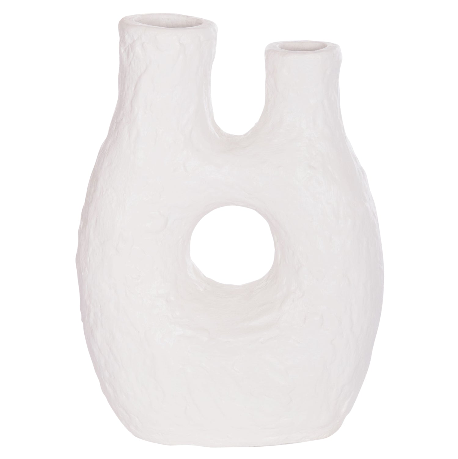 DECORATIVE TABLE VASE NAMENTIS HM4665.02L TERRACOTA IN WHITE COLOR--27x13.5x37Hcm.