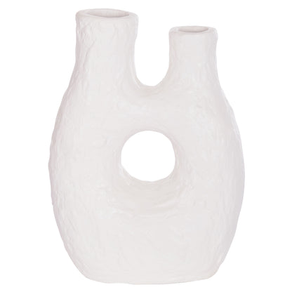 DECORATIVE TABLE VASE NAMENTIS HM4665.02L TERRACOTA IN WHITE COLOR--27x13.5x37Hcm.