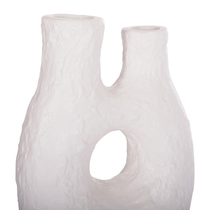 DECORATIVE TABLE VASE NAMENTIS HM4665.02L TERRACOTA IN WHITE COLOR--27x13.5x37Hcm.