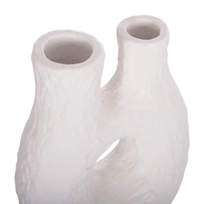 DECORATIVE TABLE VASE NAMENTIS HM4665.02L TERRACOTA IN WHITE COLOR--27x13.5x37Hcm.