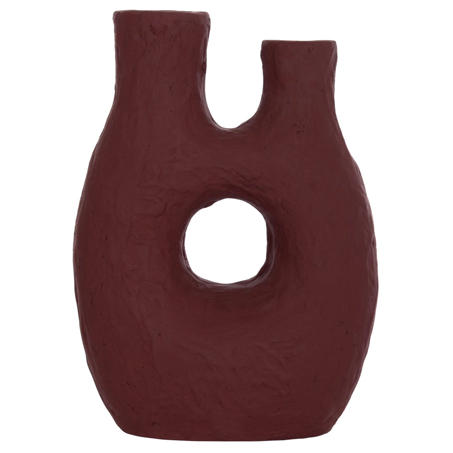 DECORATIVE TABLE VASE NAMENTIS HM4665.03L TERRACOTA IN MAROON RED COLOR--27x13.5x37Hcm.