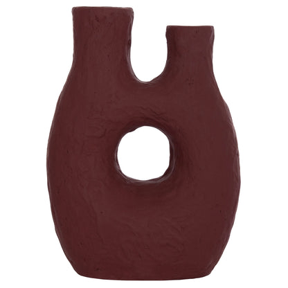 DECORATIVE TABLE VASE NAMENTIS HM4665.03L TERRACOTA IN MAROON RED COLOR--27x13.5x37Hcm.